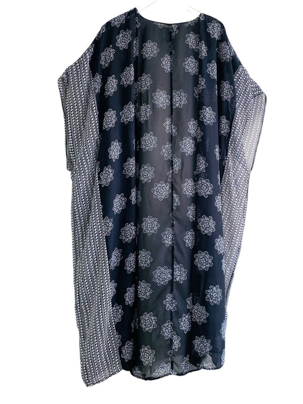 Lane Bryant Black/White Print Kimono Duster Cover Up OS